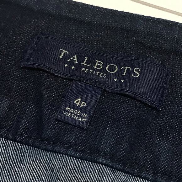Talbots Dark Wash Denim Jean Long Modest Pencil Skirt Women’s Size 4 Petite - Picture 2 of 5